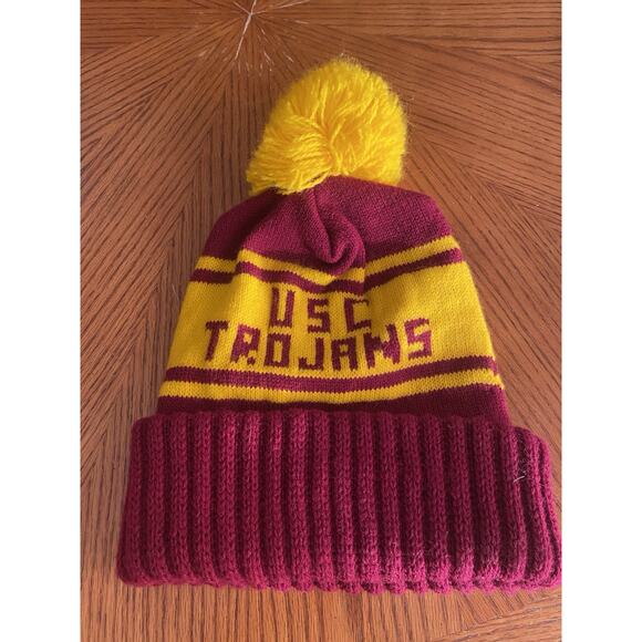 USC Trojans Winter Hat Beanie Cap Pom Pom Spell Out Mens One Size Fits - Picture 6 of 8